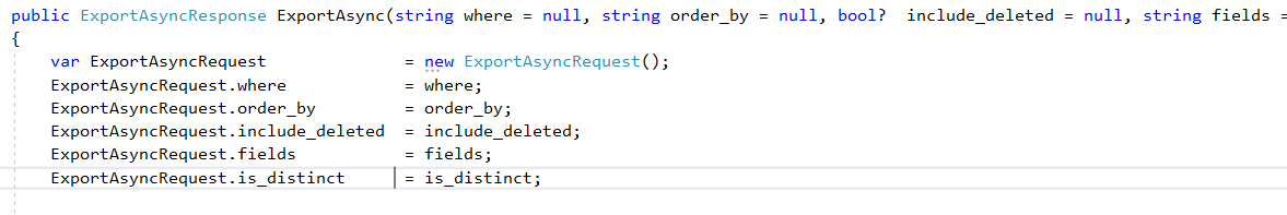 Export function (code example)